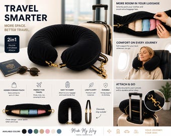 2-in-1 Travel Pillow with Hidden Storage Pocket – Carry-On Travel Essential