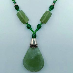Natural Nephrite Jade Necklace – Handmade Green Stone Pendant, Healing Crystal Jewelry