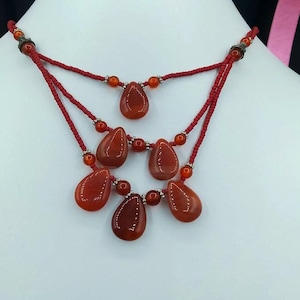 Lindo colar de ágata marrom feito à mão – pingente de pedra natural, joia