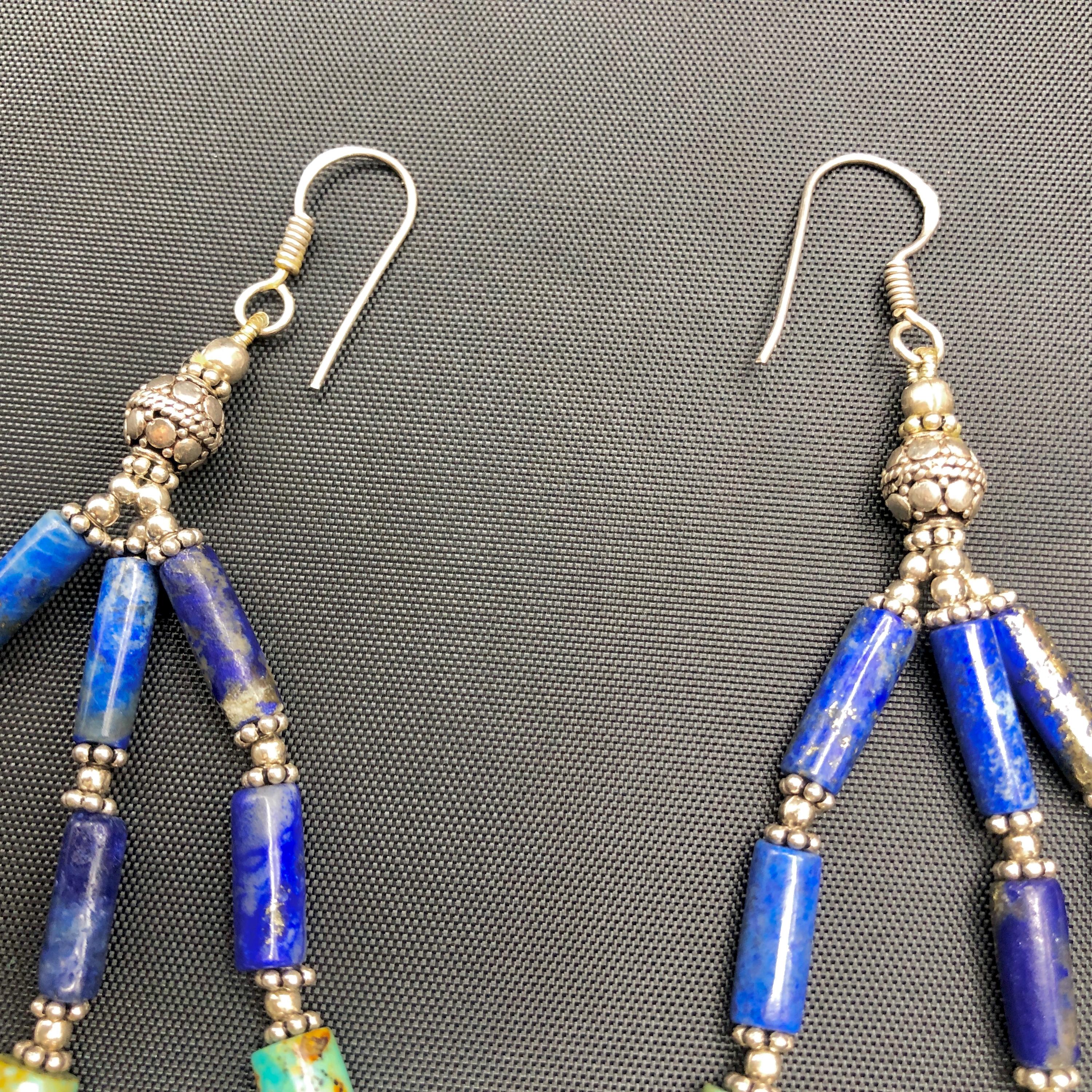 Boucles D'oreilles En Argent Massif Avec Pierres Multicolores - Neuf Sans Emballage