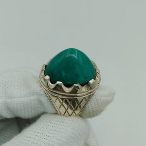 Natural Green Turquoise Ring for Men – Gemstone Jewelry – Handmade Gift
