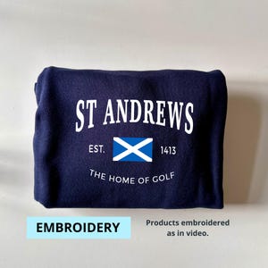 Sweat-shirt St Andrews, broderie St Andrews, cadeau Ecosse, souvenir Ecosse, chemise Ecosse, sweat-shirt Ecosse, sweat à capuche Ecosse, chemise