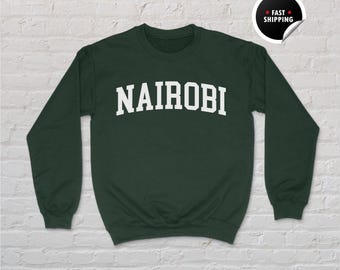 Sudadera de Nairobi, camiseta de Nairobi, regalo de Kenia, cuello redondo para viajes africanos, sudadera con capucha de Nairobi, sudadera unisex, camiseta de Kenia, camiseta de la ciudad de Nairobi