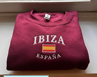 Ibiza Embroidered Sweatshirt, Ibiza Shirt, Spain Gift, Ibiza Hoodie, Balearic Islands Sweater, Ibiza Souvenir, Unisex Embroidery