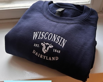 Sudadera de Wisconsin, jersey de cuello redondo del Medio Oeste, sudadera con capucha de Wisconsin, camiseta de Wisconsin