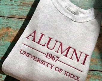 Custom Embroidered University Alumni Sweatshirt, College Graduation Gift