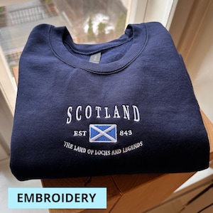 Sudadera de Escocia, bordado de Escocia, regalo de Escocia, recuerdo de Escocia, camiseta de Escocia, camiseta suave y cómoda, sudadera con capucha, camiseta