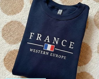 Sudadera con capucha de Francia, camiseta de Francia, jersey bordado