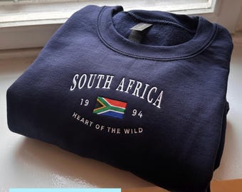 Sudadera de Sudáfrica, sudadera bordada, regalo de Sudáfrica, recuerdo de Ciudad del Cabo, camisa de Johannesburgo, sudadera con capucha, camiseta, Noruega