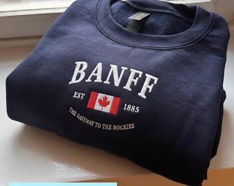 Sudadera de Banff, camiseta del Parque Nacional Banff, bordado, regalo de Canadá, recuerdo de Canadá, camiseta de Canadá, Banff, Canadá, Montañas Rocosas