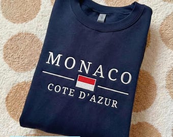 Monaco Sweatshirt, Monaco Hoodie, Monaco T-shirt, National Flag Embroidered Shirt, Monte Carlo