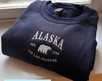 Alaska Sweatshirt, Embroidered Alaska State shirt, Soft Hoodie, Alaska t-shirt, Mountains