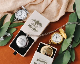 Personalized Pocket Watch for Men, Custom Engraved Father's Day Gift, Groomsmen Gifts, Wedding Keepsake ,Groomsmen Keepsake