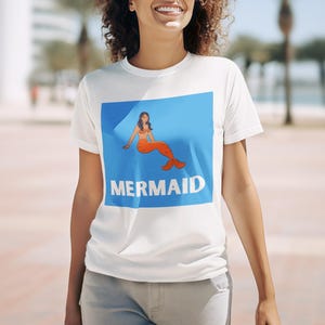 Mermaid Graphic T-Shirt, Summer Fun Tee, Unique Mermaid Design, Mermaid Tee, Mermaid graphic tee, Mermaid Top, Mermaid Shirt