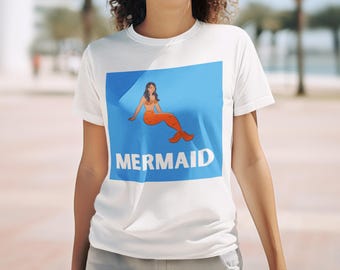 Mermaid Graphic T-Shirt, Ring-Spun Cotton Summer Tee