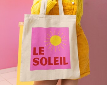 Sunshine Graphic Cotton Canvas Tote Bag, Le Soleil Design