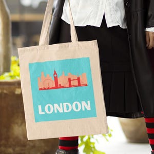 Stylish London Tote Bag, Eco-Friendly Shopping Bag, Great for Travel, Gift for London Lovers, Reusable Canvas Grocery Bag