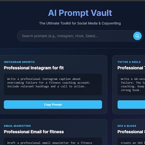 1000+ Searchable ChatGPT Prompts | Interactive Social Media Manager Toolkit, Instagram Marketing & SEO Copywriting Vault