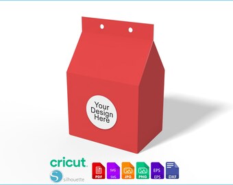 Custom Gift Box Template, Box with Handles, SVG, DXF, PDF