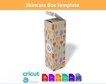Skincare Box Mockup, Cosmetic Packaging Template, Product Box SVG, DXF, PDF