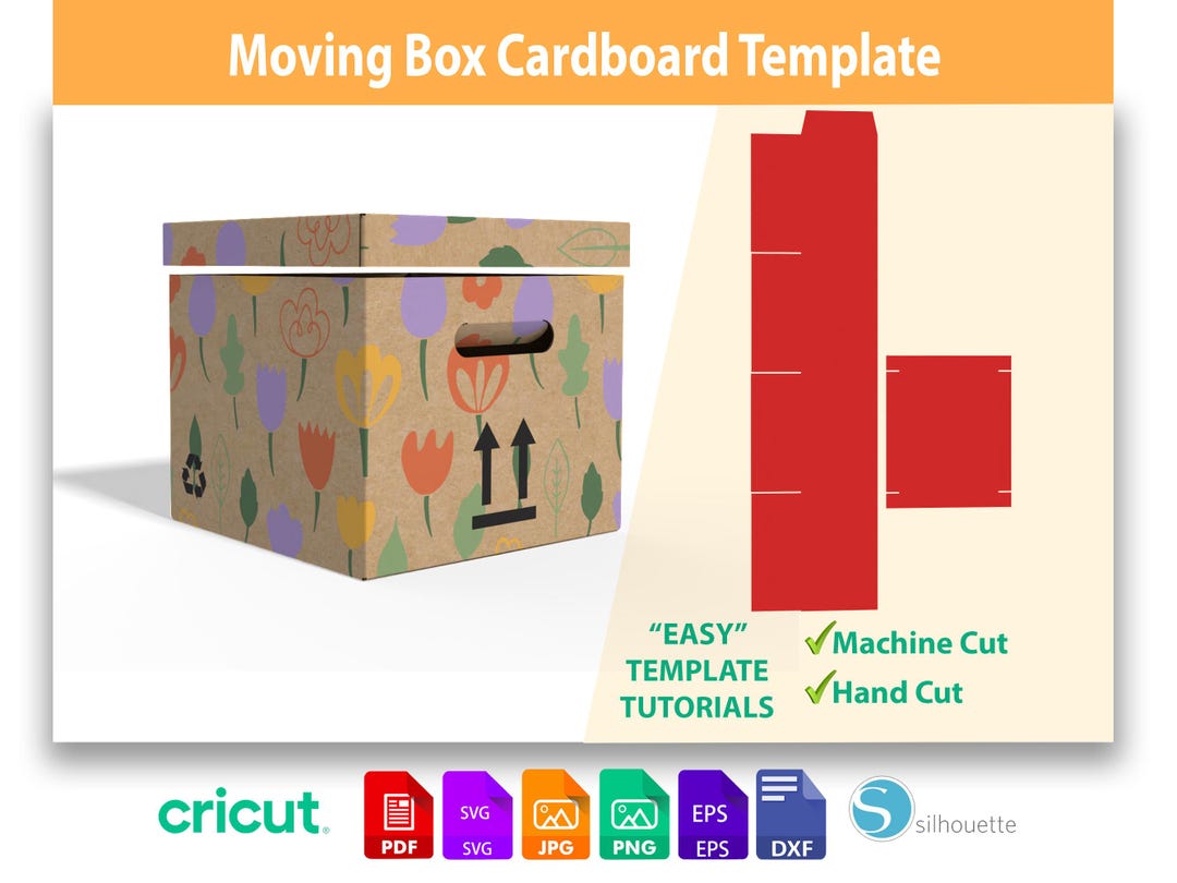 Cardboard Moving Box Template | Moving Box SVG | DIY Packing Box File ...