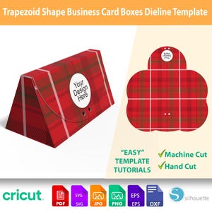 Caixas de cartão de visita em formato trapezoidal Dieline Box Template SVG - Arquivo de corte DXF | Designs de caixa de embalagem | Download instantâneo