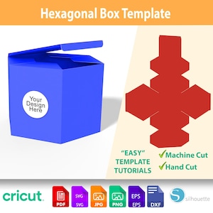 Sechseckige Geschenkbox SVG | Favor Box Vorlage | Druckbare Hexagon Box Design