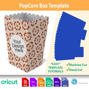 DIY Popcorn Box SVG PDF | Movie Night Snack Box Template | Party Treat Box Instant Download