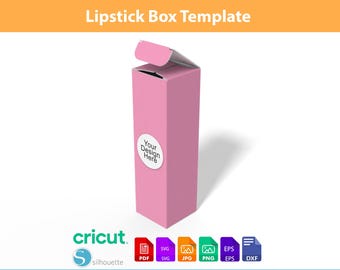 Lipstick Box Template, Lipstick Packaging SVG, Cosmetic Box Dieline