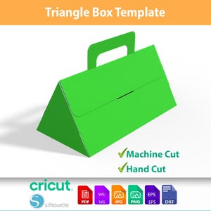 Plantilla de caja triangular con asa / Caja de regalo SVG / Archivo imprimible y redimensionable