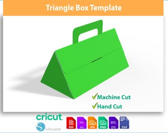 Triangle Box Template with Handle | Gift Box SVG | Printable & Resizable File