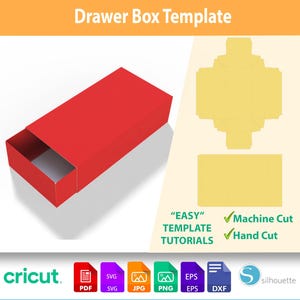 Plantilla de cajón SVG DXF - Diseño de caja deslizante imprimible para Cricut y Silhouette / Descarga instantánea de empaques DIY