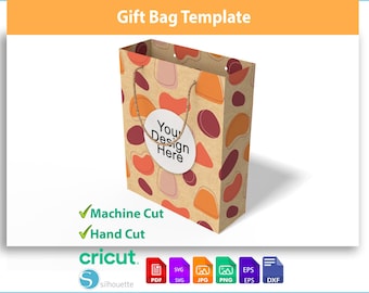 Gift Bag Template - Small Party Favor Bag - Paper Bag with Handle for Cricut - Instant Digital Download