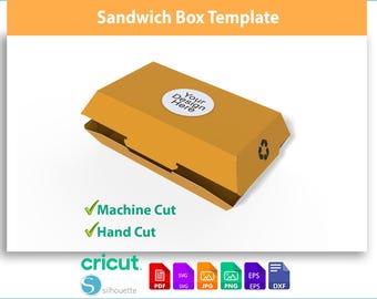 Sandwich Box Template SVG - DIY Food Packaging - Picnic Party Favor Box - Club Sandwich Box