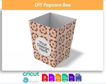 Szablon pudełka na popcorn: DIY na upominek na imprezę, SVG, PDF