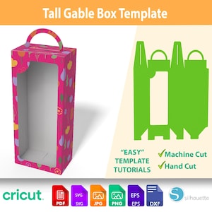 Tall Gift Box Template SVG | Gable Box for Kids Birthday & Party Favors