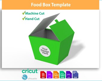 Food Box With Lid Template | Printable Lunch Box Pattern