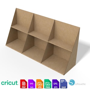 Six Compartment Display Box Template | Countertop Product Stand SVG & PDF | Retail Display File