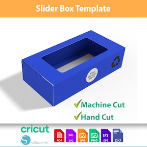 Plantilla de caja deslizante / Caja de regalo con cajón con ventana / Archivo de corte y vector