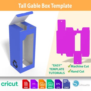 Tall Gable Box SVG & PDF | Gift Box Template for Cricut | Kids Party Favor Box Instant Download