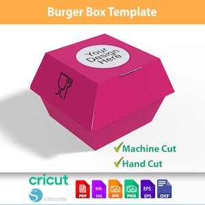 Burger Box SVG-sjabloon - Clamshell Food Box DXF - Burger Party Favor Box - digitale download