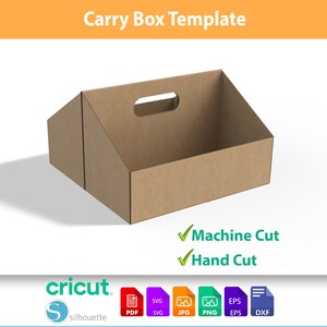 キャリーボックステンプレート - デュアルコンパートメントギフトボックス DXF - Cricut用DIYドリンク＆トリートキャリア - ダブルバスケットギフトボックス - デジタルダウンロード