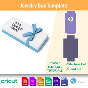 Plantilla de caja de regalo para joyería: caja de regalo pequeña con tapa, archivos SVG y DXF editables / Embalaje de accesorios