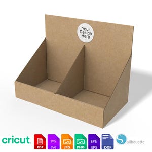 Counter Display Box with Two Sections | Product Stand Template SVG & PDF | DIY Display Box File