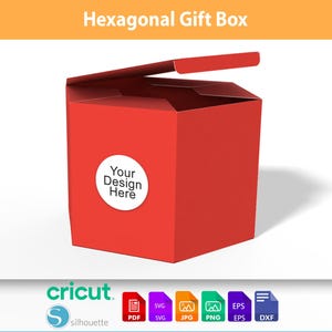 Modello SVG per scatola regalo esagonale: scatola portaconfetti stampabile (download digitale)