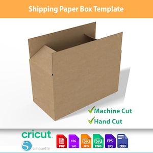 Carton Shipping Box - Rectangle Box Template - SVG DXF Cutting File (Instant Download)