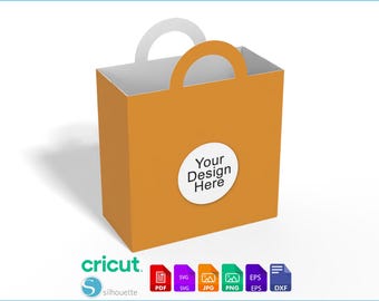 Paper Bag Template with Handles, Tote Bag SVG, Shopping Bag