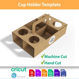 Cup Holder Template SVG - Coffee Carrier Box DXF - DIY Drink Packaging Layout - Digital Download