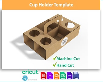 Cup Holder Template SVG - Coffee Carrier Box DXF - DIY Drink Packaging Layout - Digital Download