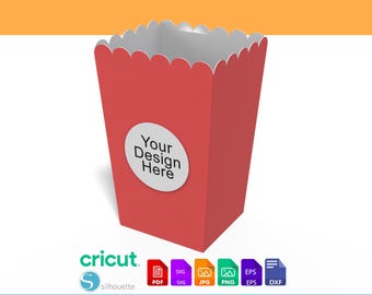 Popcorn Box Template, Popcorn Box SVG, Paper Snack Box, DXF, PDF